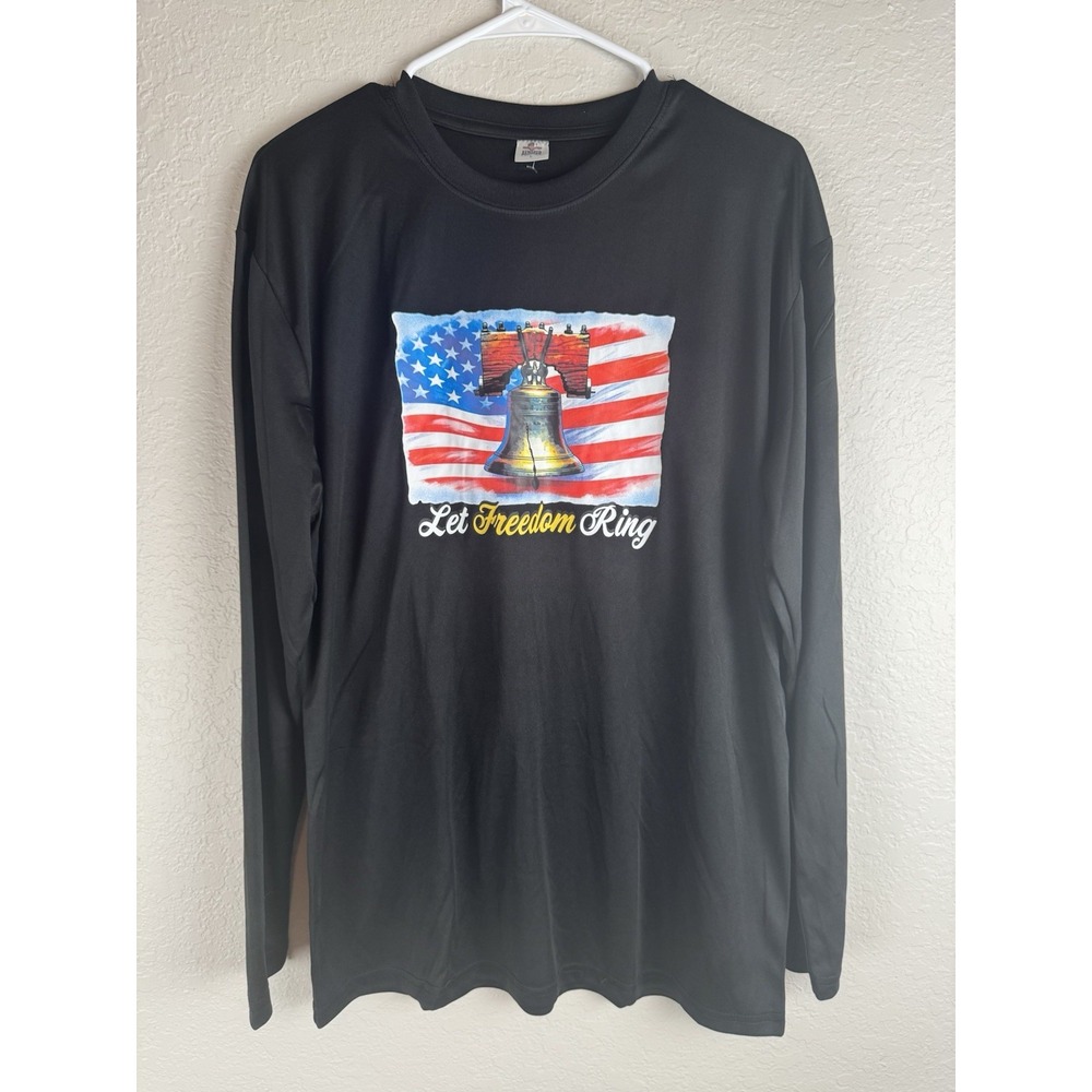 Armored Sportswear Let Freedom Ring Graphic Long Sleeve Shirt Mens Large Black